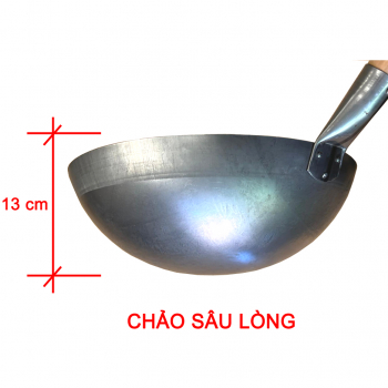 Ø 38 cm-Chảo Sâu Lòng Dùng cho bếp Gas và bếp điện từ-Wokpfanne Stahl für Induktion , ca. 13 cm Tief